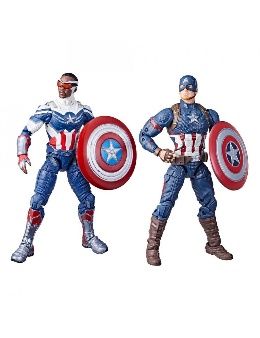 ACTION FIGURE - MARVEL CAPITAN AMERICA SAM WILSON E STEVE ROGERS 15cm-American Fitness 2.0