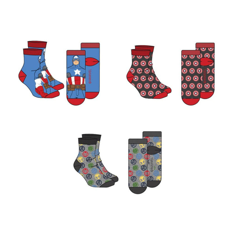 CALZINI ASSORTITI AVENGERS x3 PEZZI-American Fitness 2.0