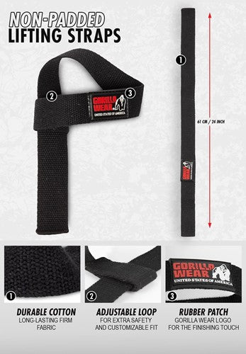 GORILLA - NON-PADDED LIFTING STRAPS