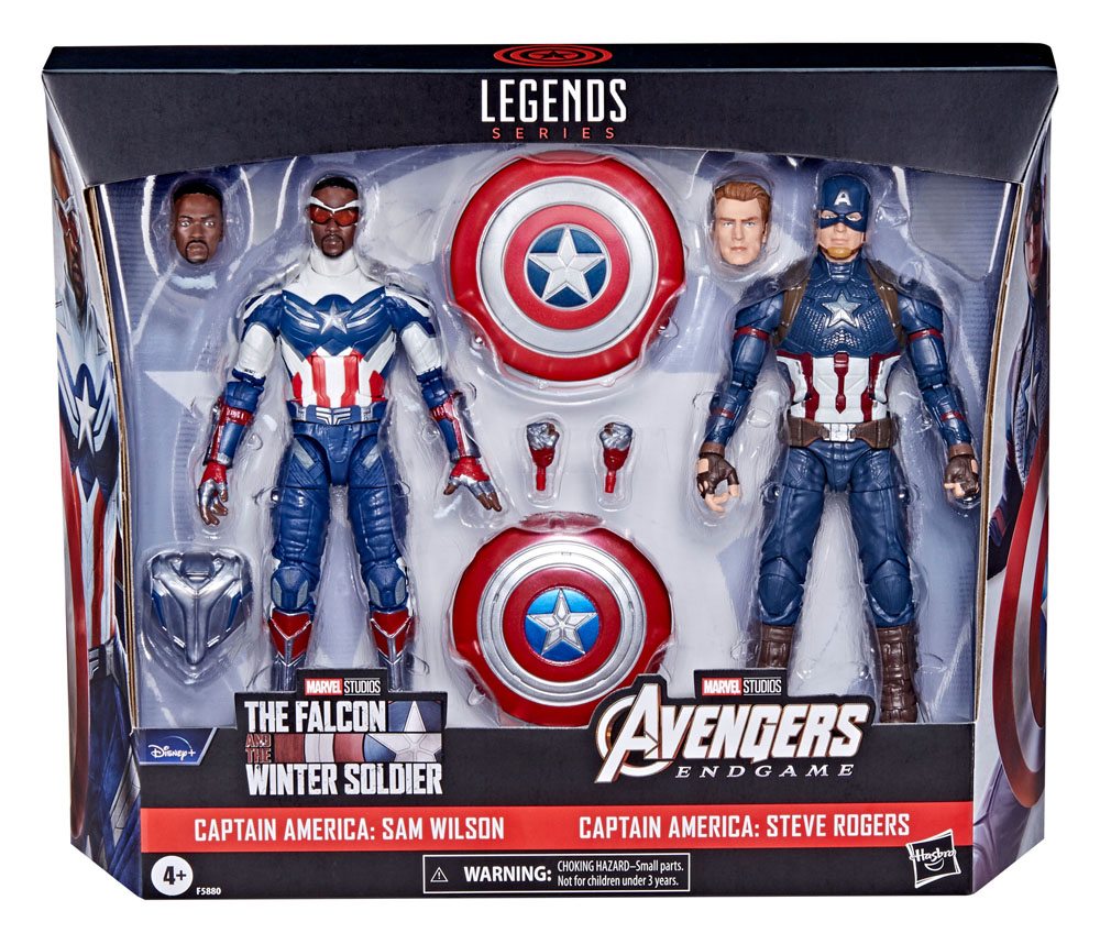 ACTION FIGURE - MARVEL CAPITAN AMERICA SAM WILSON E STEVE ROGERS 15cm-American Fitness 2.0